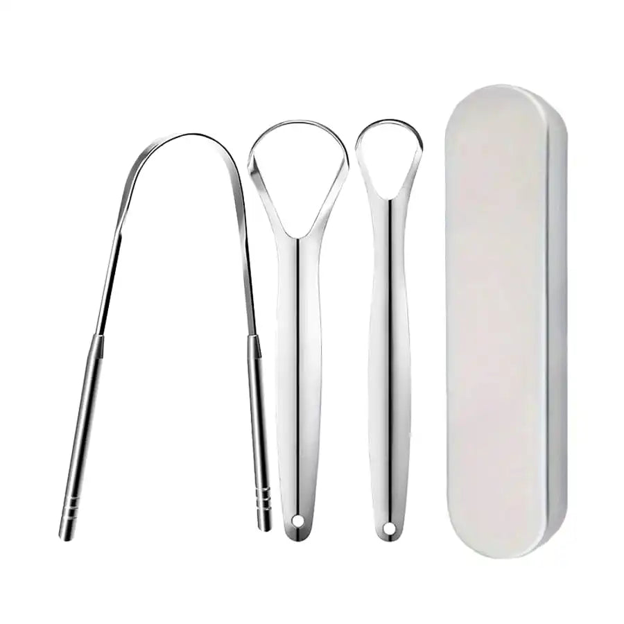 Non-slip Handle Tongue Scraper Portable Single Layer Tongue Scraper Reusable Stainless Steel Oral Mouth Brush Case Tongue Clean