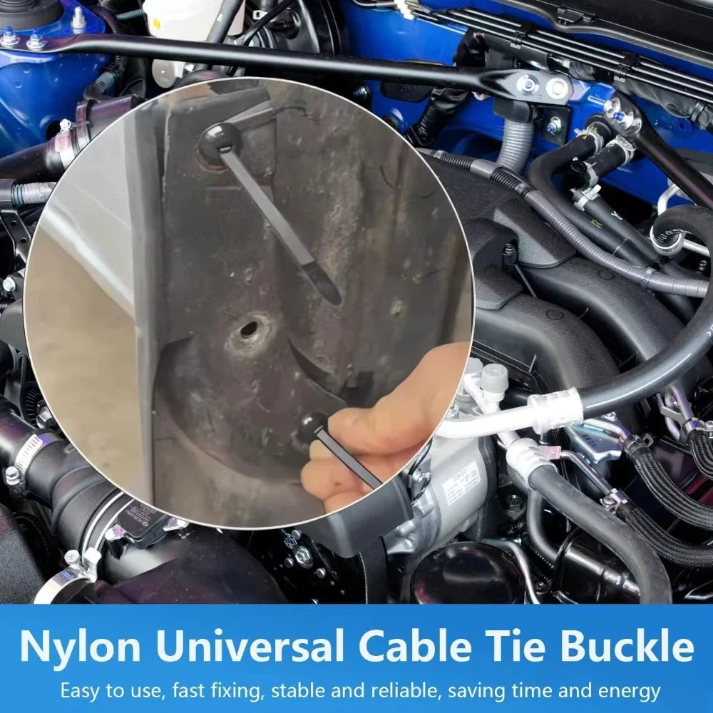 100pcs Nylon Cable Ties Buckle Auto Fastener Screw Replacement Clip Car Fenders Trunk Engine Guard Panel Wire Management Tools