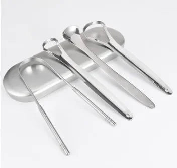 Non-slip Handle Tongue Scraper Portable Single Layer Tongue Scraper Reusable Stainless Steel Oral Mouth Brush Case Tongue Clean