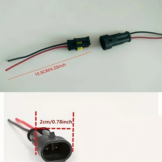 10pcs 5 Sets Waterproof Automotive Male Female Electrical Connectors Plug 2-Pin Way With Wire For Car Motorcycle Scooter Marine