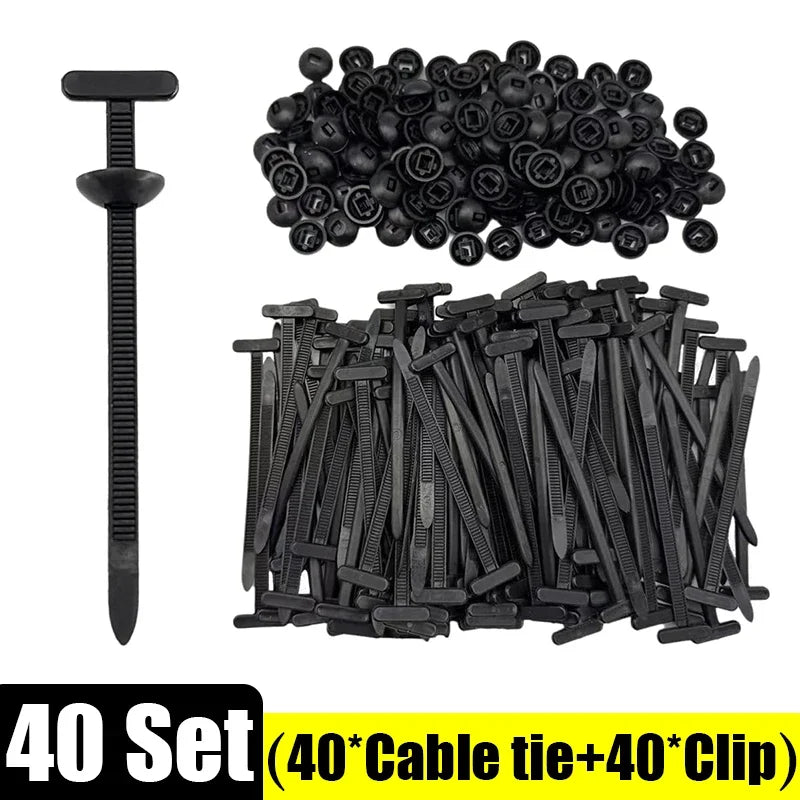 100pcs Nylon Cable Ties Buckle Auto Fastener Screw Replacement Clip Car Fenders Trunk Engine Guard Panel Wire Management Tools