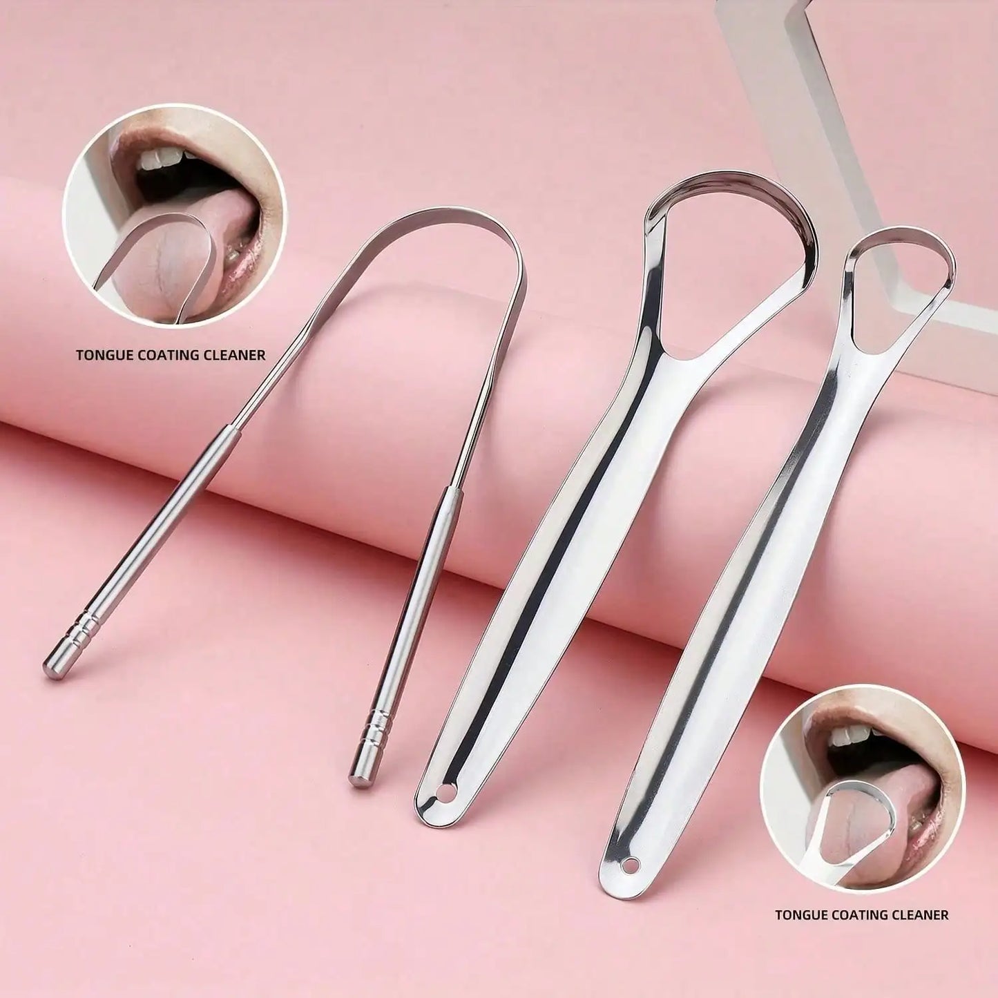 Non-slip Handle Tongue Scraper Portable Single Layer Tongue Scraper Reusable Stainless Steel Oral Mouth Brush Case Tongue Clean