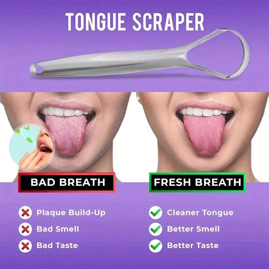 Non-slip Handle Tongue Scraper Portable Single Layer Tongue Scraper Reusable Stainless Steel Oral Mouth Brush Case Tongue Clean